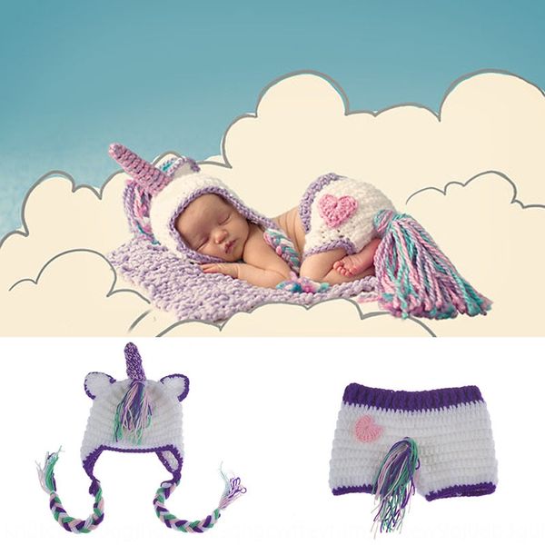 

baby applicable pony polly knitted pgraphy set unicorn children handmade mao mao prop fur hat wool hat studio props, Blue;gray
