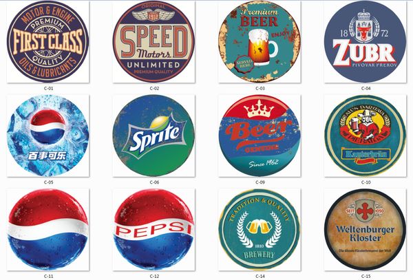 

2020 35cm bottle cap metal tin signs beer cafe bar decoration plates route girls retro decor wall art plaque vintage home decor