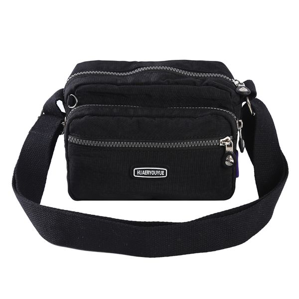 

waterproof nylon handbags messenger bags shoulder women ladies solid flap interior slot pocket single zipper casual handbag
