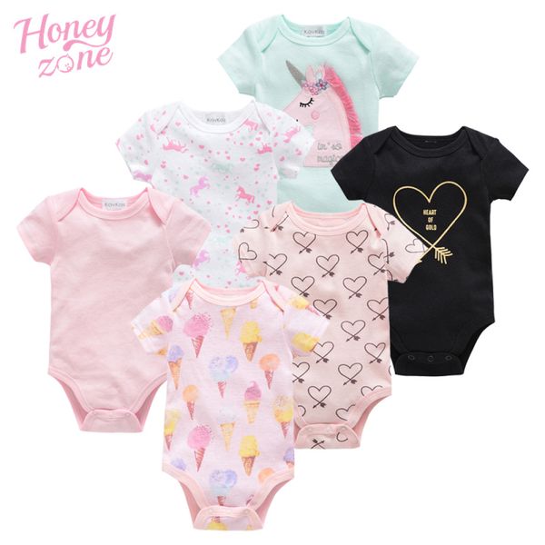 

6 pcs/set baby boy clothes cotton short sleeve christmas girl costume ropa niña body cartoon print clothing baby girl, White