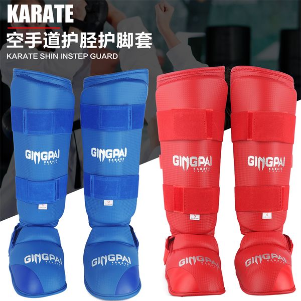 

removable karate shin&instep guard kickboxing muay thai leg protector gear karate sparring taekwondo fitness equipment, Black;gray