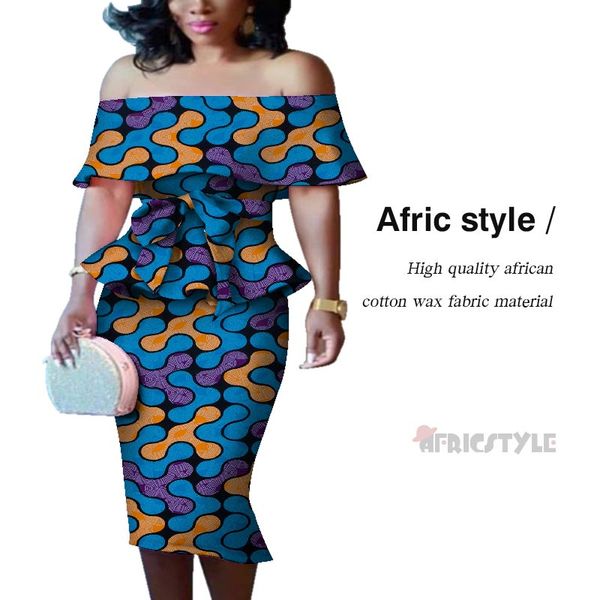 

new dashiki african bazin riche draped and skirt sets for women office vestidos african 2 piece skirts sets clothing wy6181, Red