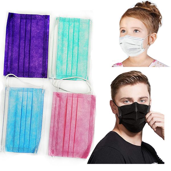 

in stock disposable dust masks with breathable face black white blue protection kids ear loop air masks elastic ply 3 pollution srvjl