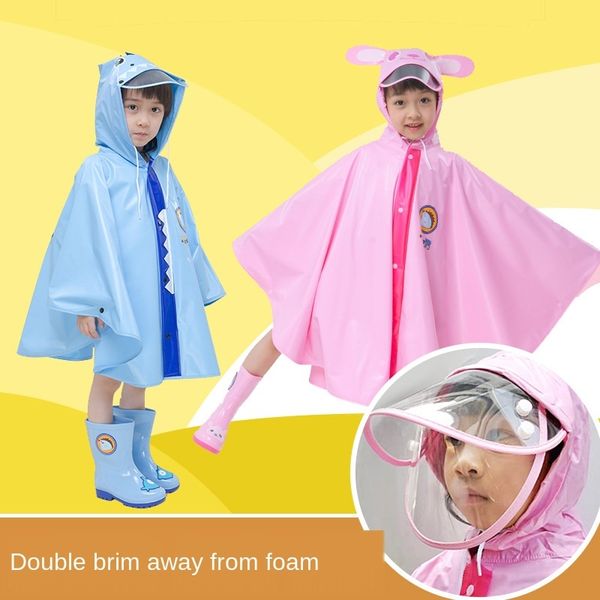 

lgb2d school raincoat cloak rain boots cloak cloak-style rain boots suit children's boys and girls kindergarten children's baby st, Red;brown