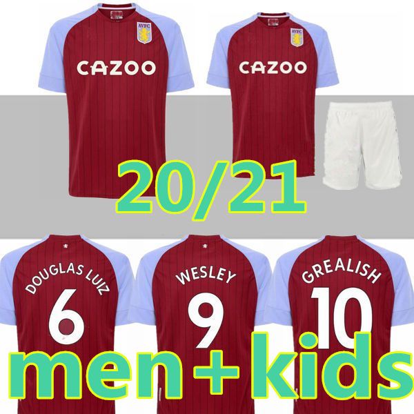 

20 21 aston villa soccer jersey home 2020 2021 samatta targett grealish wesley douglas luiz mcgim el ghazi men kids kit football shirts, Black;yellow
