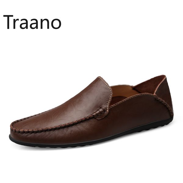 

breathable 2020 genuine leather men casual shoes luxury 2020 italian mens loafers moccasins slip-on boat shoes plus size 38-46, Black