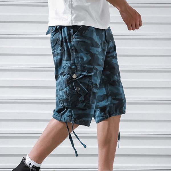 

2020 summer cotton mens cargo shorts fashion camouflage male shorts multi-pocket casual camo outdoors tolling homme short pants, White;black