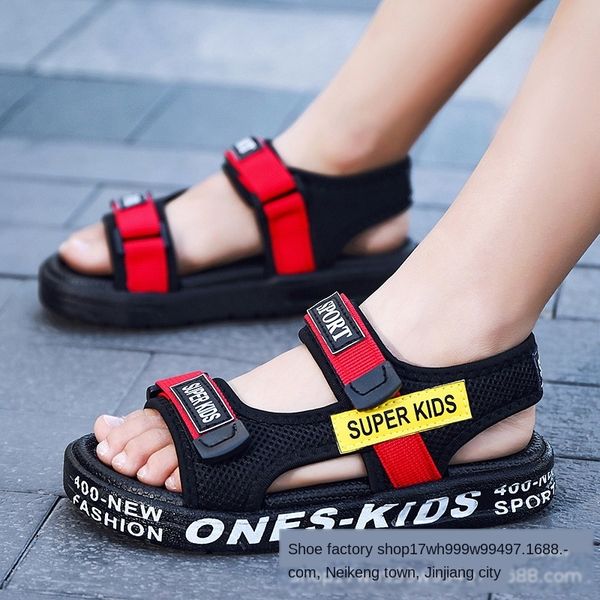 

boys' sandals 2020 new boys' medium and large anti-skid boys' baby's soft sandals children children's shoes bottom, Black;red