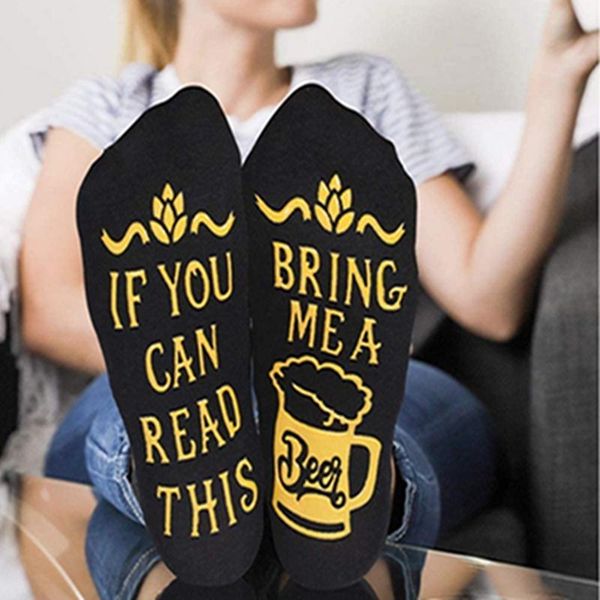 

смешные если вы можете прочитать это принеси мне пиво pattern новизна art christmas gift юмор слова носки hipster rock punk club носок, Black