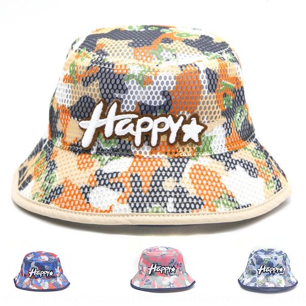

jr4g0 happy campus fashion camouflage fisherman children's summer new 2-6 years old sunshade mesh sunscreen thin bucket bucket hat basi, Blue;gray