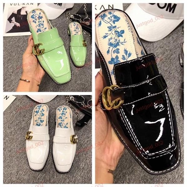 

xshfbcl new fashion women's chunky heels slippers leather beach shoes party shoes female thick with slippers, Black