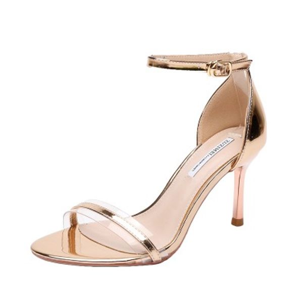 

2020 summer new fashion patent leather one word color matching open toe all-match large size women's sandals, Black