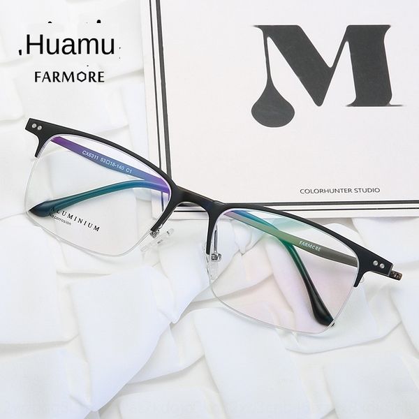 

aluminum magnesium huamu henggang myopia glasses men's fashion new korean fashion business half frame myopia glasses frame 6311, Silver
