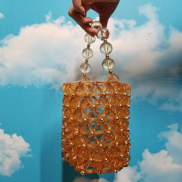 

handmade bead bag pearl bucket women's bag designer bags women bags 2020