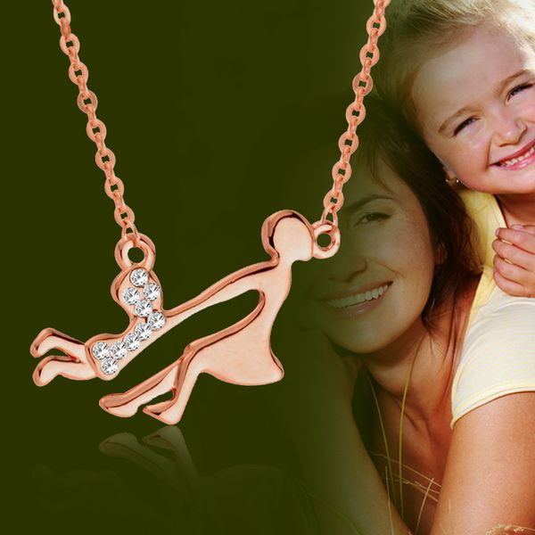 

sinleery unique design playing mum and baby necklace rose gold silver color link chain for mother's day gifts xl411 ssb
