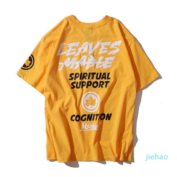 Moda-Erkekler T Shirt Yaz Casual Yeni Erkek Gevşek Tees Maple Leaf Mektupları Baskı Moda Hip Hop Erkek Mürettebat Boyun Tişörtlü Boyut M-2XL
