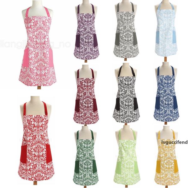 

11styles retro aprons printed floral home cooking kitchen bbq dinner party baking front pocket home women aprons dress ffa2827