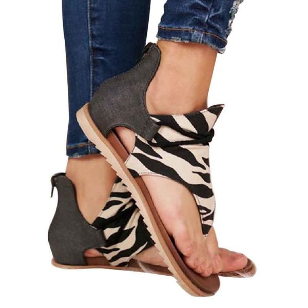 

soft sole open toe casual non slip fashion flat heel women sandals comfortable artificial pu summer beach floral print cs08, Black