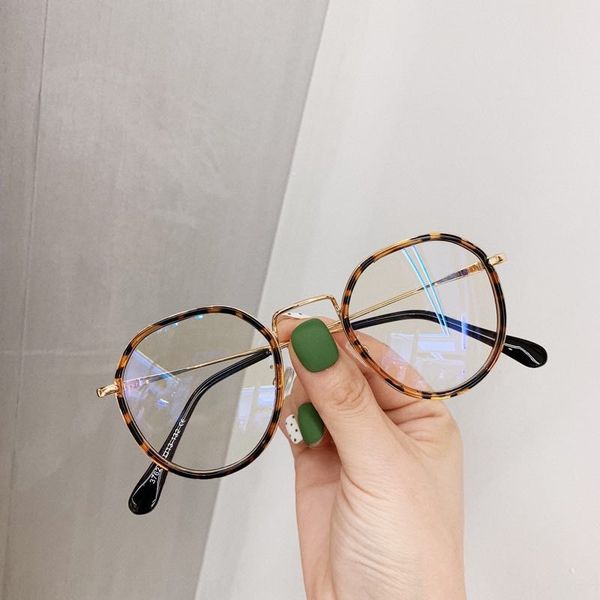 

new frame female student plain glasses round mesh red with myopia tide glasses frame, Silver