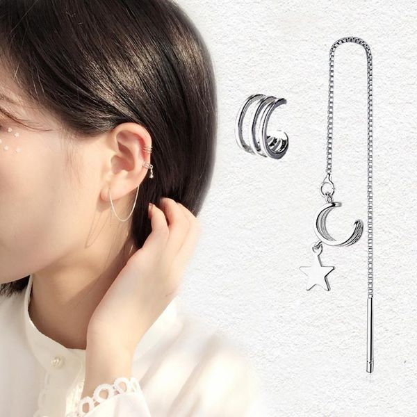 

womens fashion 925 solid sterling silver star earring asymmetrical drop earrings for young girls teen gift brincos eh1059