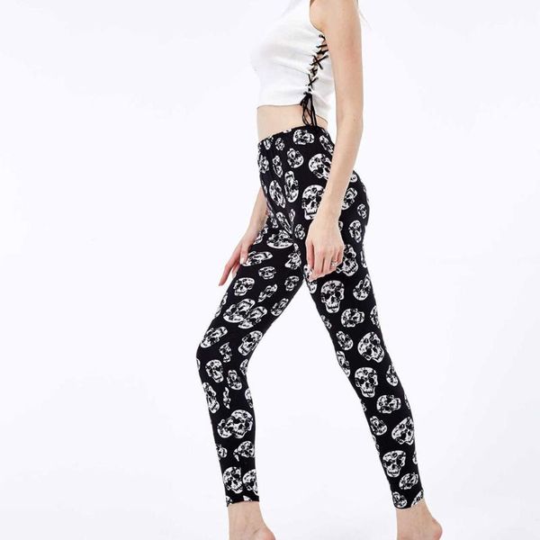 

2020 women leggings workout sport fitness yoga pant holloween skull print leggings yoga pant exercise elastic gym, White;red