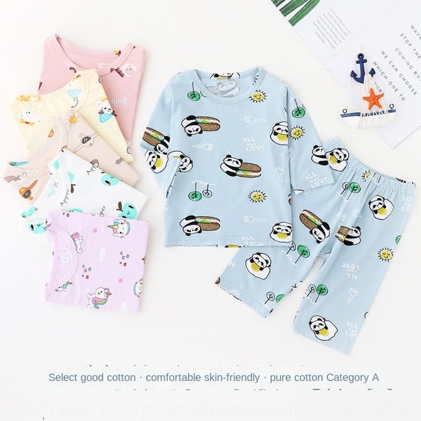 

wear iceland ic cotton children's home wear round collar short sleeve children's suit thin style men's and women's cloth