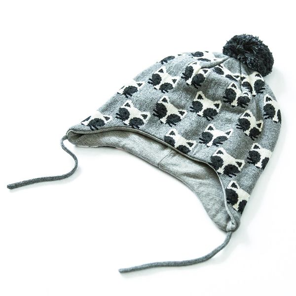 

2020 ash cute jacquard hat cotton croched kids beanies kids fall winter cap handmade knit windproof earmuffs cap, Blue;gray