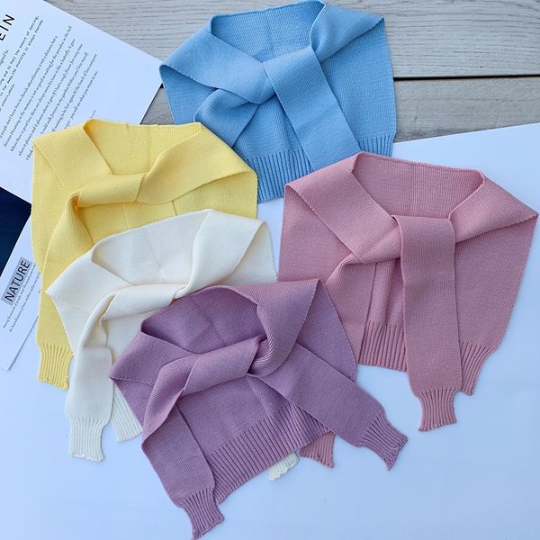 

lmgyk children's small shawl lace-up scarfstyle fake collar knitted waistcoat children's boys and scarf vest shawl vest girls west, Red;brown