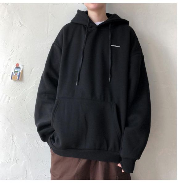 

men's hoodies & sweatshirts mens autumn fashion solid long sleeve full loose sport streetwear harajuku sweatshirt casual cotton pullove, Black