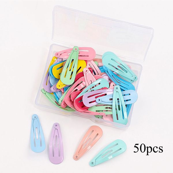 

50pcs/box hair barrettes snap hair clip accessories hairpins hairgrips metal hairgrip baby kids hairpins solid headwear new, Slivery;white