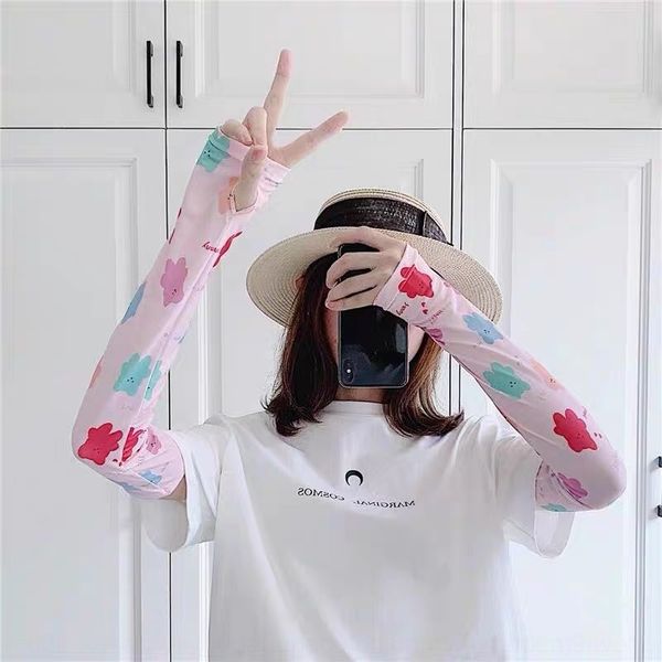 

net red ice silk sleeve elegant wind korean style outdoor sunscreen sunscreen riding hand guard printing sleeve female student