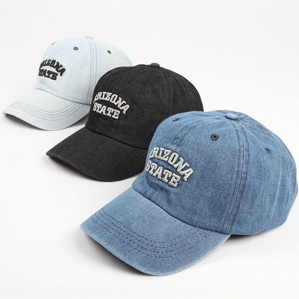 

washed denim baseball men' and women' casual all-match cap korean letter embroidery baseball cap sun sun hat sunshade hat, Blue;gray