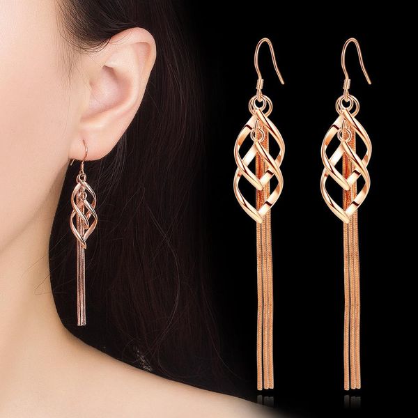 

ins style twist pattern women earrings fashion personality charm female pendant stud classic long tassel lady earring jewelry, Silver
