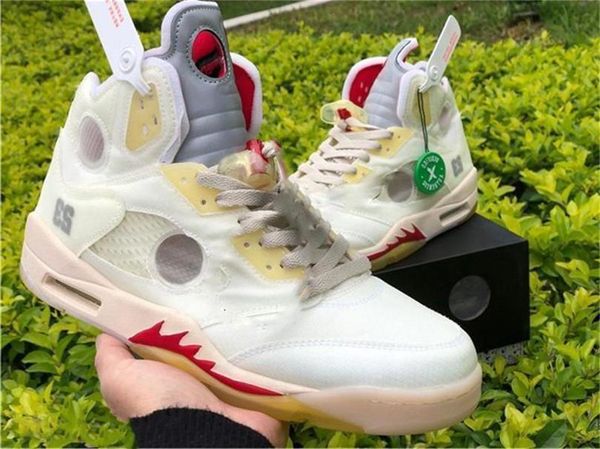 

fashion off air 5 high og basketball shoes sail metallic fire red white 5s ct8480 -100 authentic sports shoes size 7 -13 0q0, Black