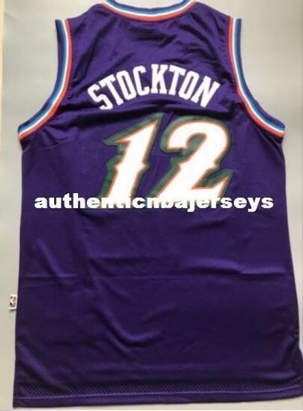 

стоктон # 12 шили высокого качества фиолетового vintage top джерси mens vest размер xs-6xl прошитого баскетбольное ncaa, Gray