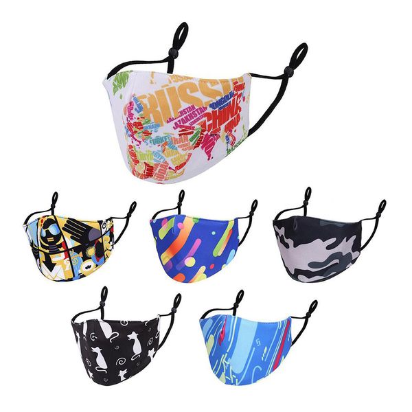 

designer face masks cotton fashion washable dustproof mask breathable insertable 2 filters anti-smog mask printed dust mask