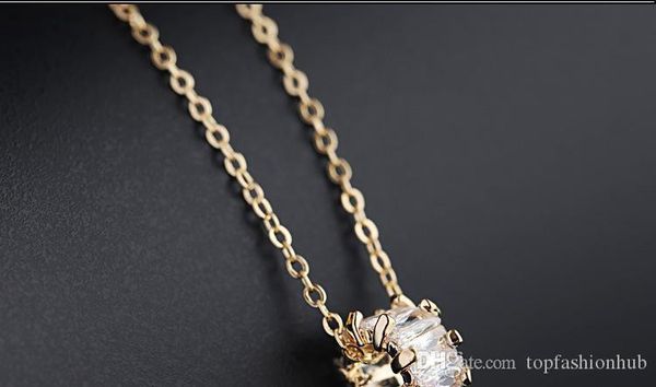 

good luck cylinder, zircon, clavicle chain, short style, simple fashion personality, female pendant, korean version, white gold zircon neckl, Silver