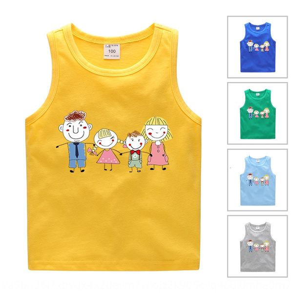

children's sling shirtvest shirtvest summer baby cotton inner wear white hurdle boys and girls sleeveless suspender base shirt thin, Blue