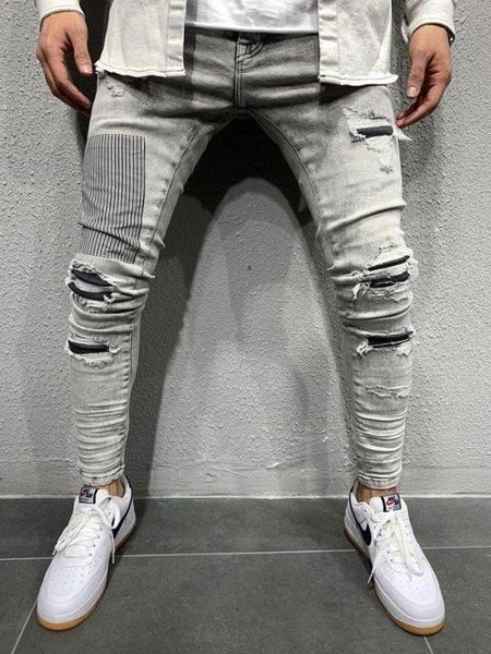 

stm ice gray wash patched nd distressed slim fit mens jeans, Blue