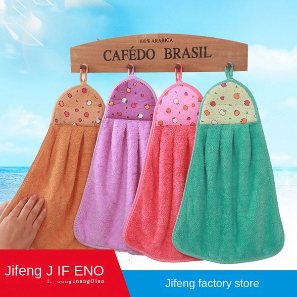 

penyg coral fleece thickened hanging kitchen children's cartoon hand washing coral fleece thickened hanging kitchen towel children&#039, Blue;white