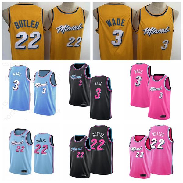 

3 dwyane wade jimmy butler jerseys miami heat men 2019/20 swingman mia basketball jersey icon edition 100% stitched, Black;red