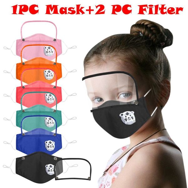 

kids' child washable reusable face mask with filter and detachable eye shield