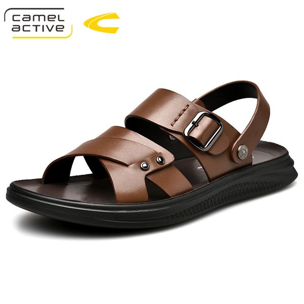 

camel active 2020 new summer men sandals genuine leather comfortable men shoes fashion casual shoes 19332, Black