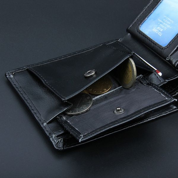 

pu leather wallets fashion short bifold men wallet casual soild wallet men with coin pocket purse male wallets#d, Red;black