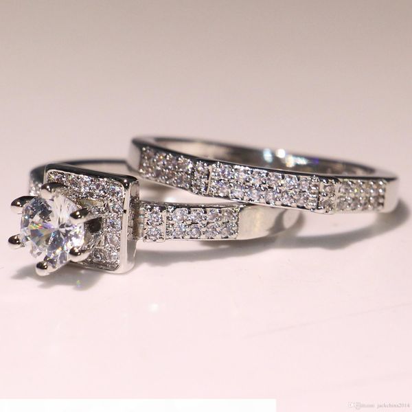 

k виктория вику роскошные ювелирные изделия стерлингового серебра 925 круглой формы белый топаз cz алмазный вечность пара кольцо женщины сва, Slivery;golden