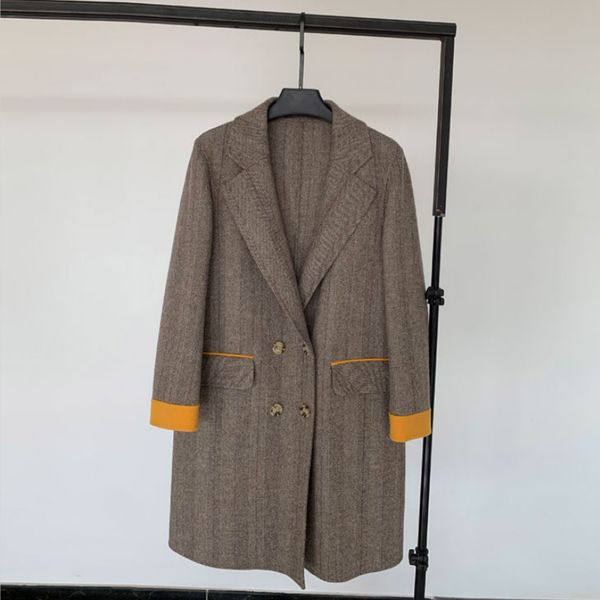 

broken yard clearance double-faced cashmere coat lady hepburn wind short suit woolen cloth medium long woolen coat, Black