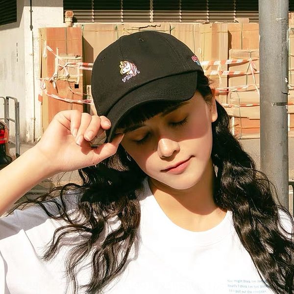 

unicorn] academic style korean fashion baseball female baseball cap cap korean letter embroidered duck tongue hat fashionable male, Blue;gray