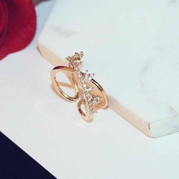 

2018 new rose gold color adjustable ring for women classic simple crystal fashion tiny star rings made rhinestone crystal rings, Golden;silver