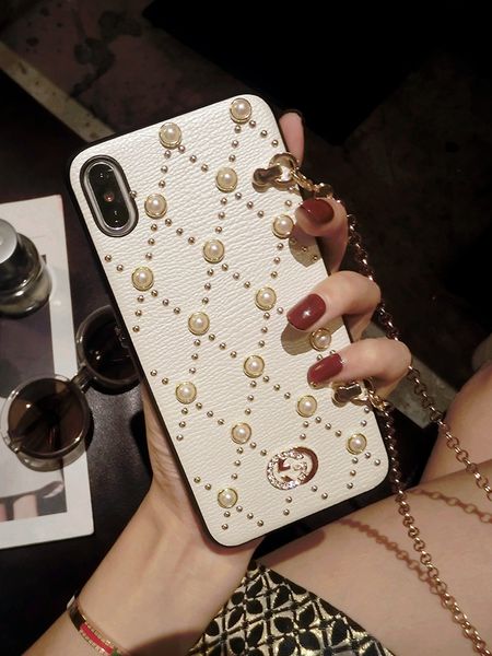 

suitable for iphone 11pro max leather pearl mobile phone case anti-fall protective cover