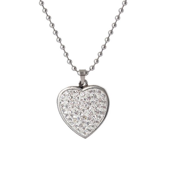 

60cm fashion 316l stainless steel crystal necklace with 2.6*2.3cm pendants, Silver